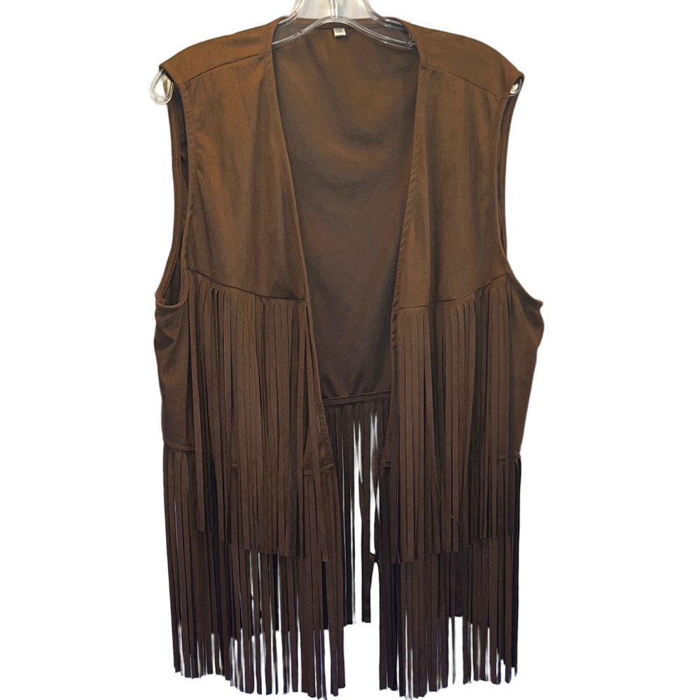 Brown Fringe Vest - Women's Plus Size 5X, Like New